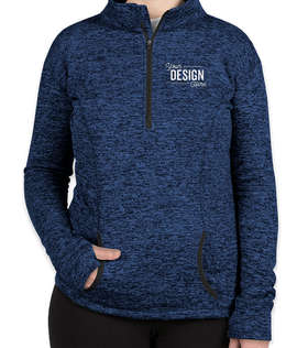 J. America Women's Cosmic Quarter Zip Performance Pullover - Color: Royal Fleck / Black