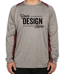 Sport-Tek Heather Contender Colorblock Long Sleeve Performance Shirt - Color: Vintage Heather / Maroon
