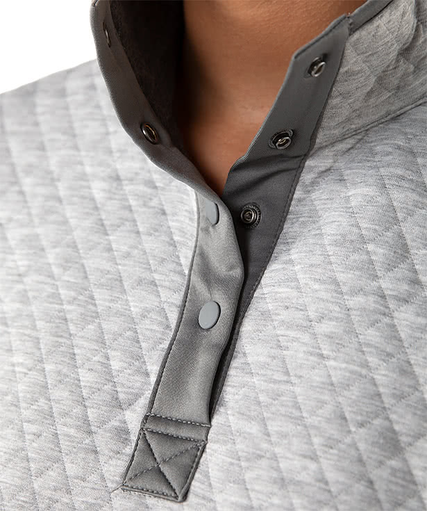 Marine Layer Women's Corbet Quilted Snap Pullover - Faux Leather Patch