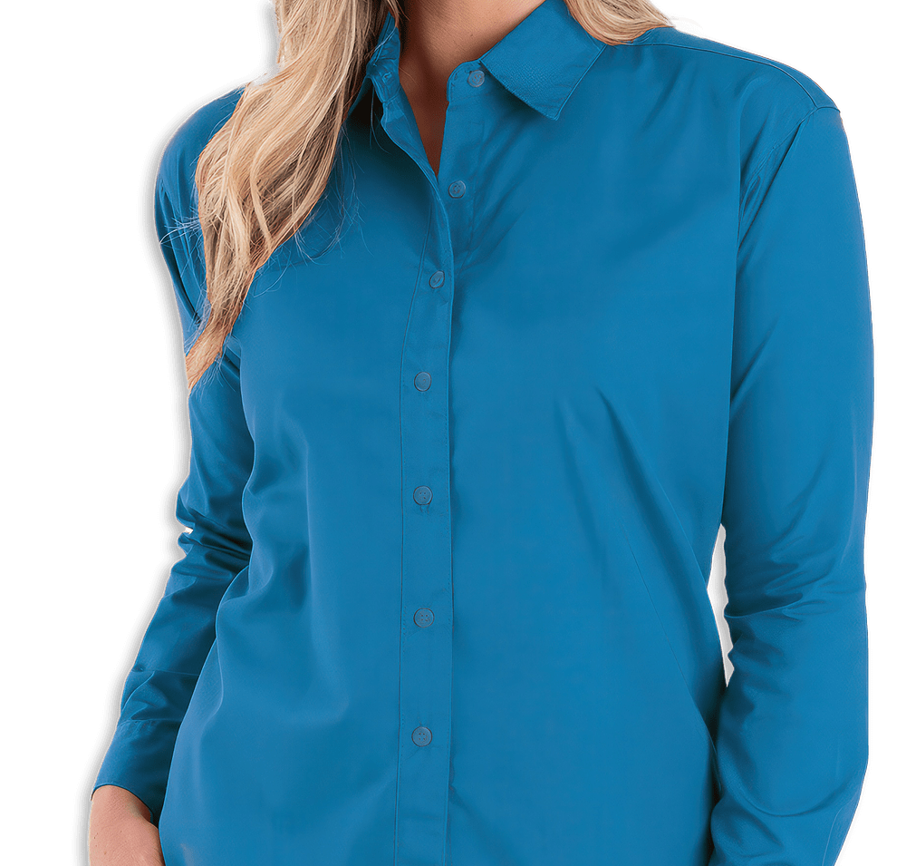 Blue Generation Women's Value Long Sleeve Poplin Dress Shirt - Printed-default