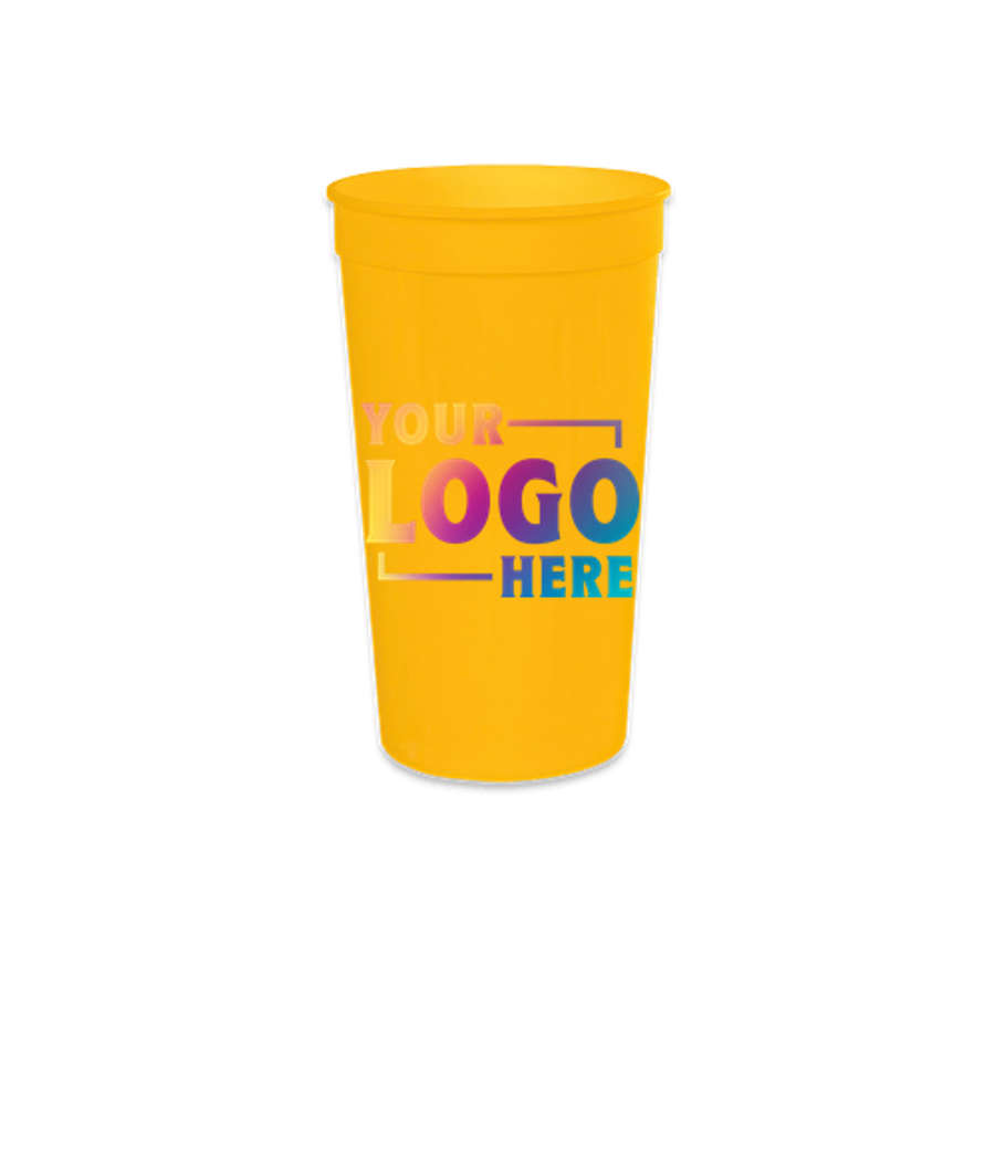 Full Color 32 oz. Big Game Plastic Stadium Cup (Case of 500) in Yellow