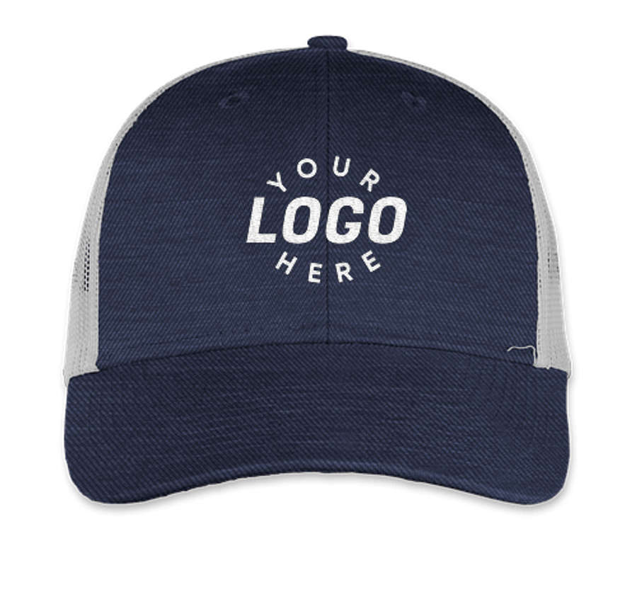 Port Authority Low Profile Trucker Hat in Dress Blue Navy Heather / Silver Mist