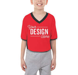 Augusta Youth Cutter+ UPF 50 V-Neck Jersey - Color: Red / Black