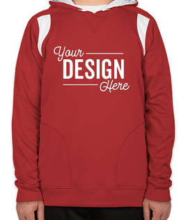 Team 365 Contrast Performance Pullover Hoodie - Color: Sport Scarlet Red / White