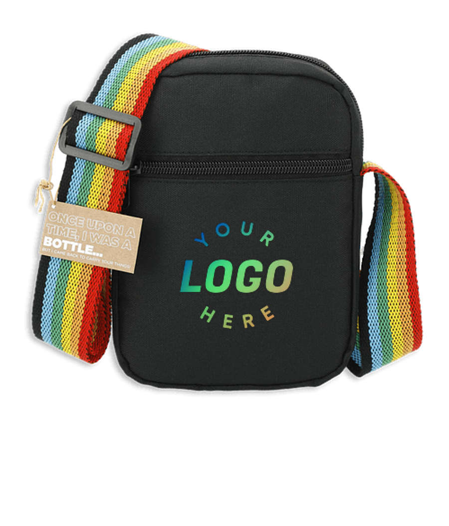 Rainbow Recycled Crossbody Tote Bag in Black