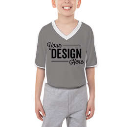 Augusta Youth Cutter+ UPF 50 V-Neck Jersey - Color: Graphite / White