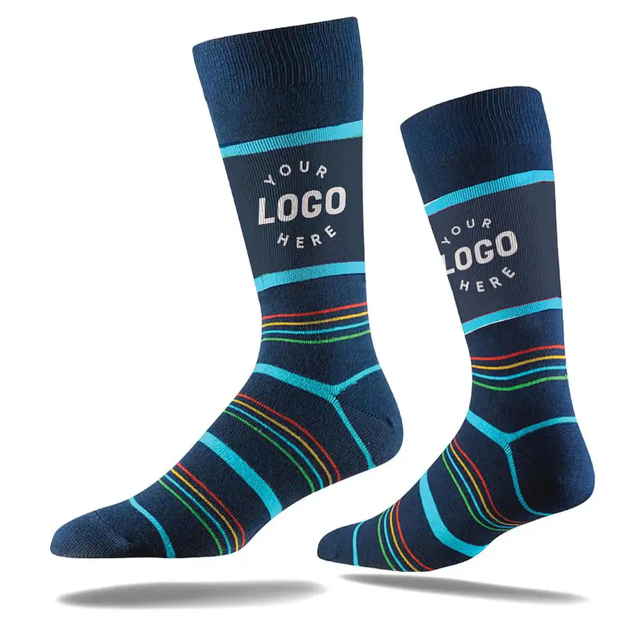Business Crew Dress Socks in navy with custom logo