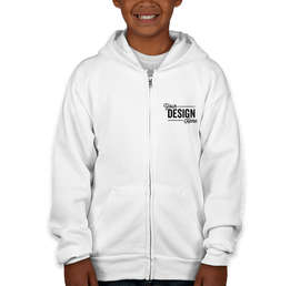 Hanes Youth EcoSmart 50/50 Zip Hoodie - Color: White