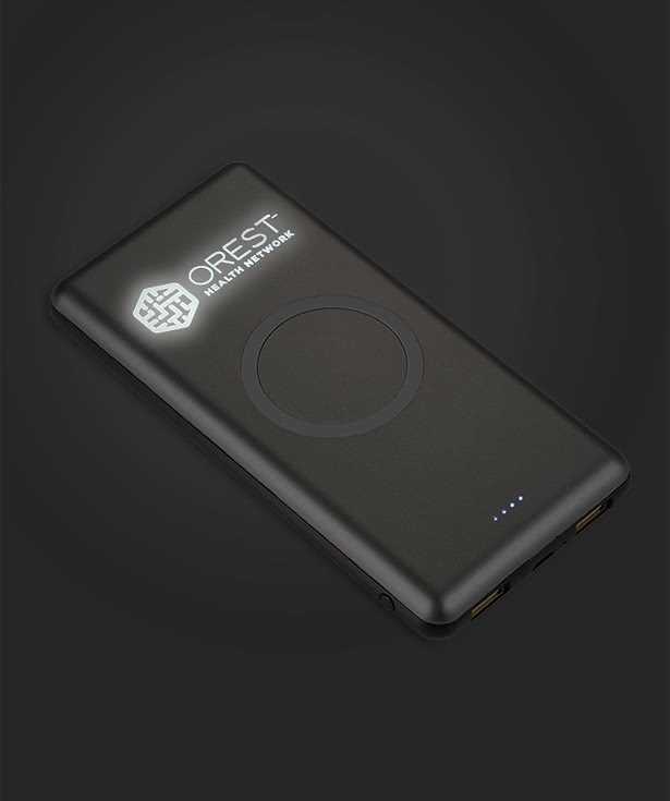 Laser Engraved Light Up Qi 10,000 mAh Portable Wireless Power Bank