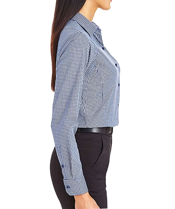 Devon & Jones Women's CrownLux Tonal Mini Check Performance Dress Shirt