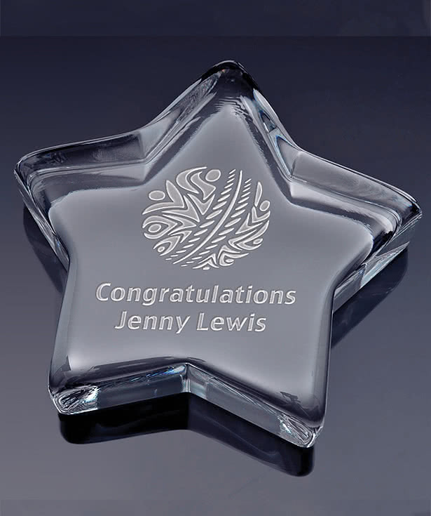 Laser Engraved Star Paperweight