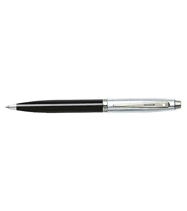 Laser Engraved Sheaffer 100 Glossy Black and Chrome Ballpoint Pen (blue ink)
