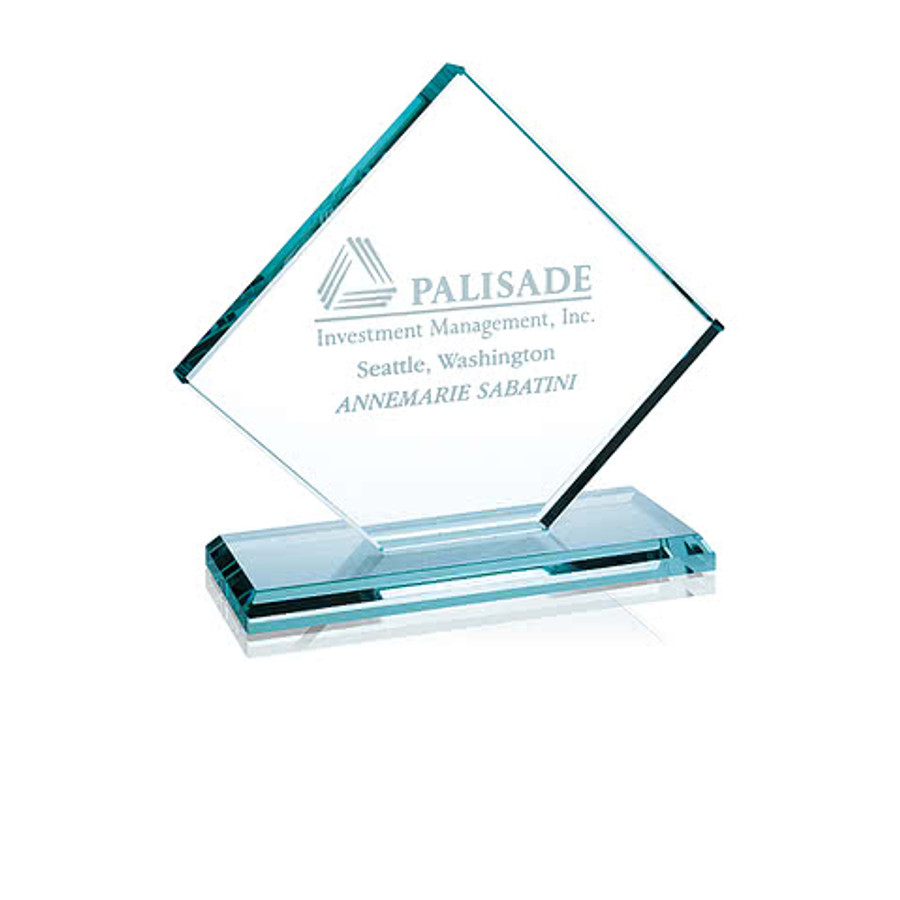 Laser Engraved Jade Diamond Award in Jade