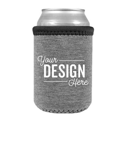 Heathered Jersey Neoprene Can Cooler - Charcoal Gray / Black / Black