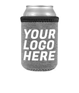 Heathered Jersey Neoprene Can Cooler - Color: Charcoal Gray / Black / Black
