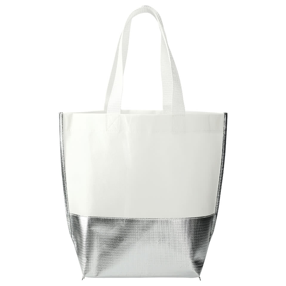 Large Laminated Metallic Bottom Tote Bag
