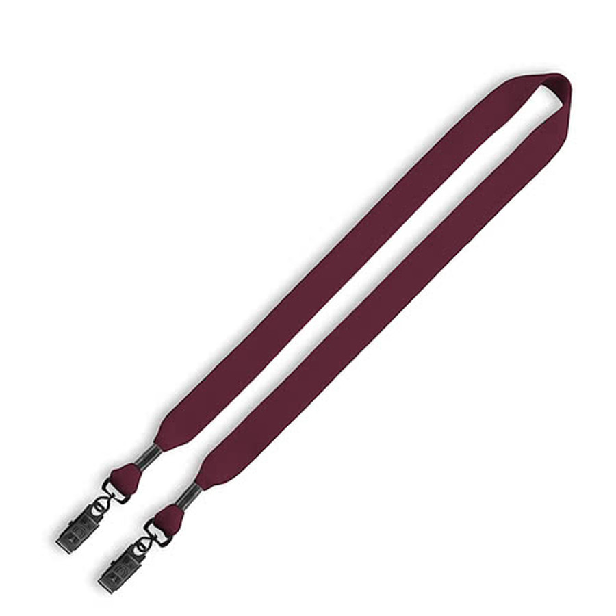 3/4" Cotton Double Bulldog Clip Lanyard in White