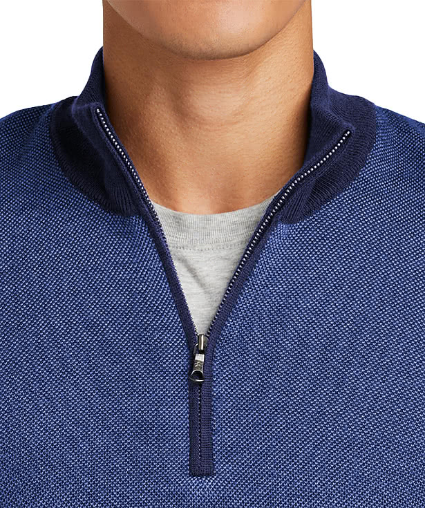 Custom Brooks Brothers Merino Wool Birdseye Quarter Zip Sweater