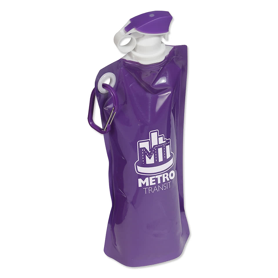 27 oz. Flip Top Foldable Recycled Water Bottle with Carabiner