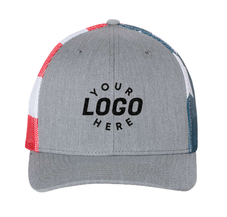Richardson American Flag Trucker Hat in Heather Grey / Stars and Stripes
