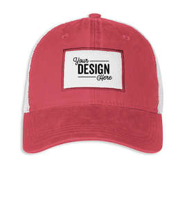 Ahead Solana Pigment Dyed Trucker Hat with White Rectangle Patch - Color: Red / White