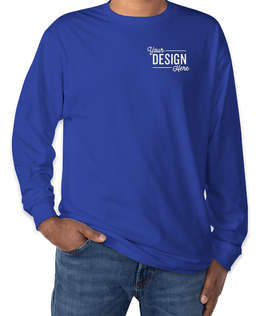 Hanes Authentic Long Sleeve T-shirt - Embroidered - Color: Deep Royal