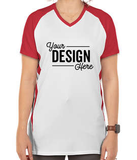 Augusta Women's Cutter+ UPF 50 V-Neck Jersey - Color: White / Scarlet