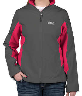 Port Authority Women's Colorblock Soft Shell Jacket - Color: Battleship Grey / Dark Rose