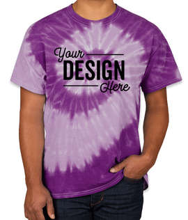 Dyenomite 100% Cotton Two-Tone Spiral Tie-Dye T-shirt - Color: Purple