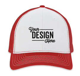Richardson Snapback Trucker Hat - Color: White / Red