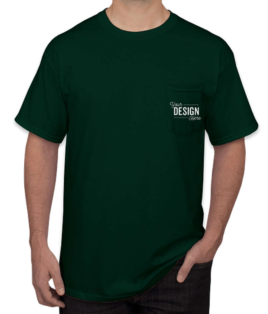 Gildan Ultra Cotton Pocket T-shirt in Forest Green