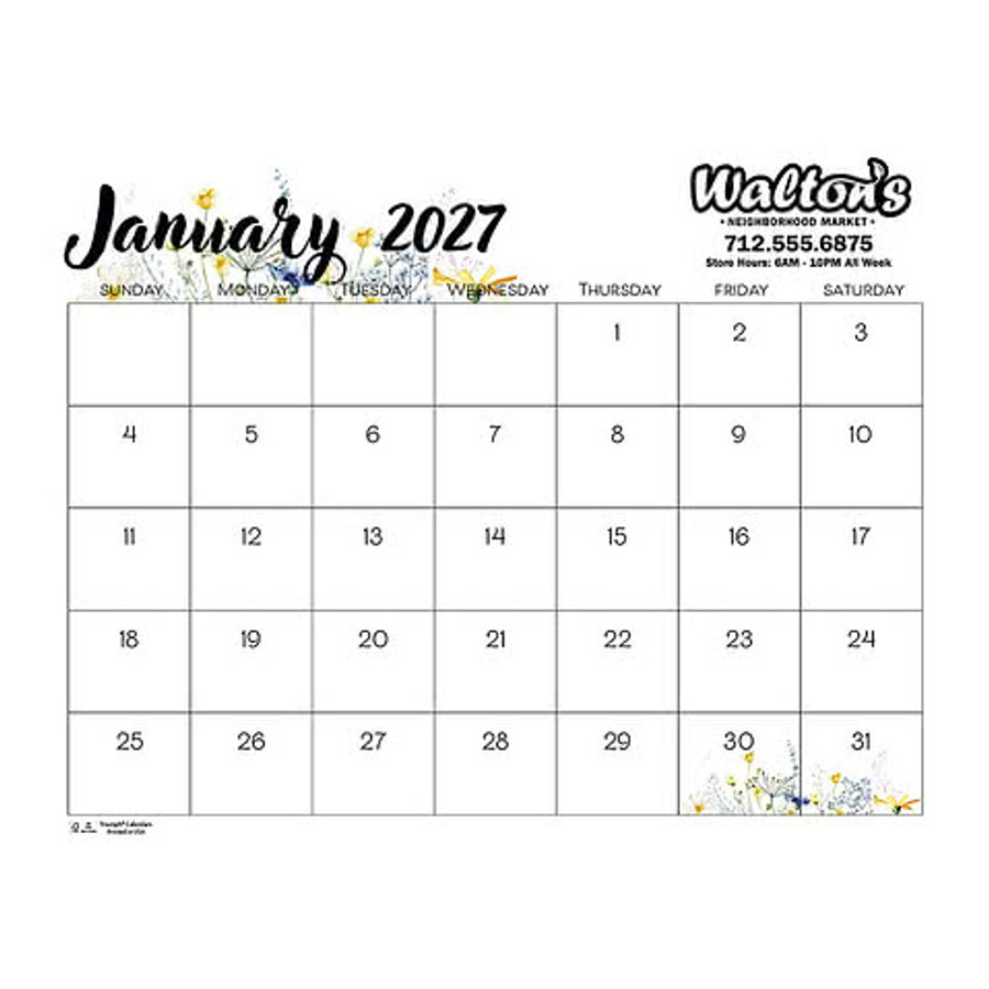 Small Monthly Floral Desk Pad Calendar in Monthly Desk - Floral.2026