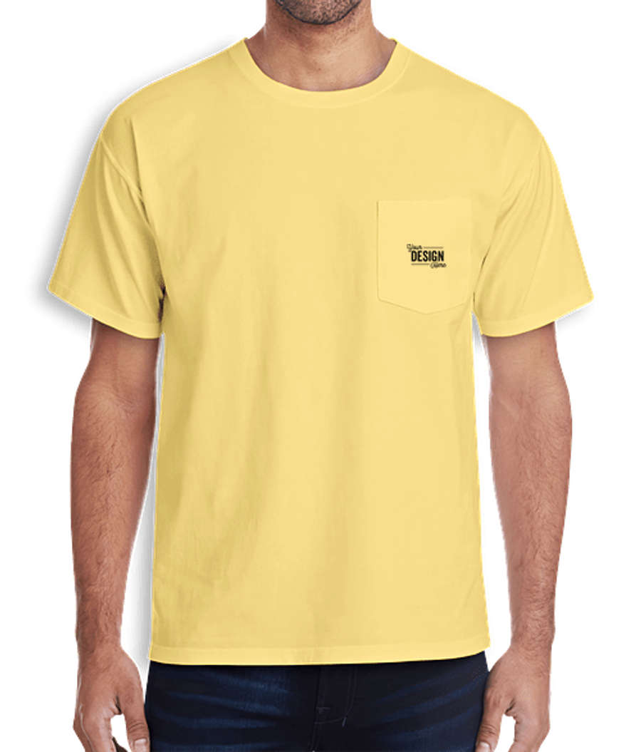 Hanes ComfortWash Garment Dyed Pocket T-shirt in Summer Squash
