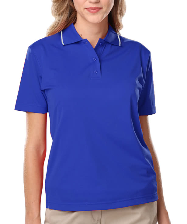 Blue Generation Women’s Trim Tipped Collar Performance Polo