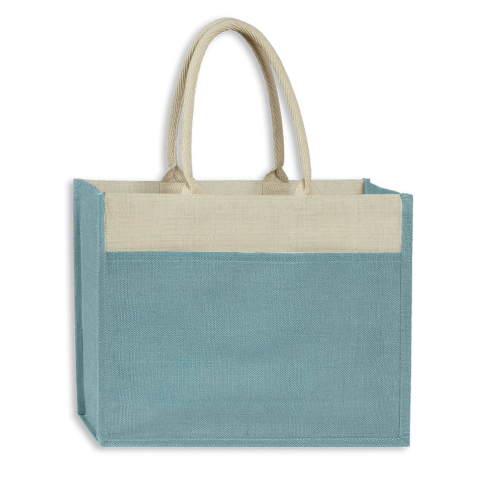 Medium Gusseted Jute Tote Bag with Front Pocket-default