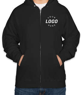 Hanes EcoSmart 50/50 Zip Hoodie - Screen Printed - Color: Black