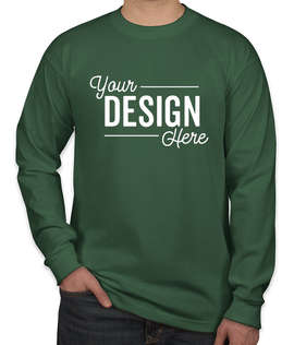 Bayside USA-Made 100% Cotton Long Sleeve T-shirt - Color: Forest Green