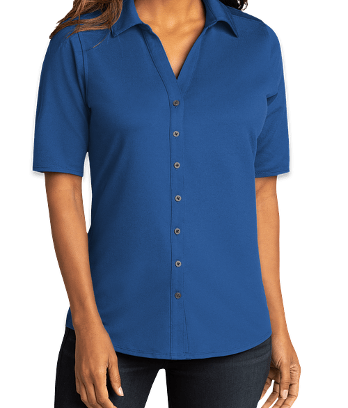 Port Authority Women's City Stretch Buttoned Performance Polo in True Blue