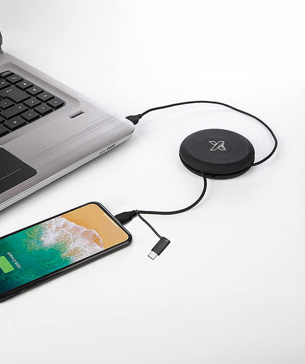 Laser Engraved SCX Innovative Design 3-in-1 Travel Charging Cable