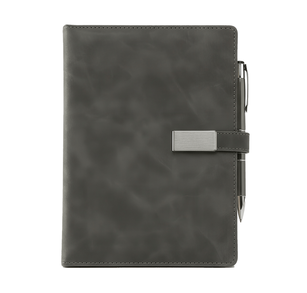 Debossed Thesis Hard Cover Notebook with Magnetic Closure & Pen-default