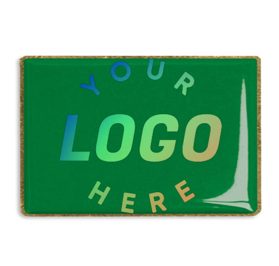 Rectangular Lapel Pin in Kelly Green / Brass