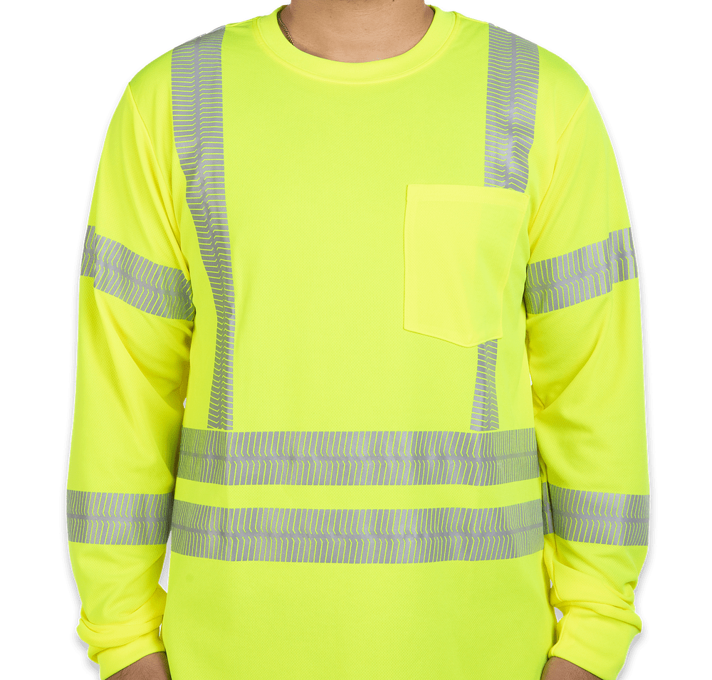 Red Kap Class 3 Hi-Vis Long Sleeve Safety Pocket T-shirt-default