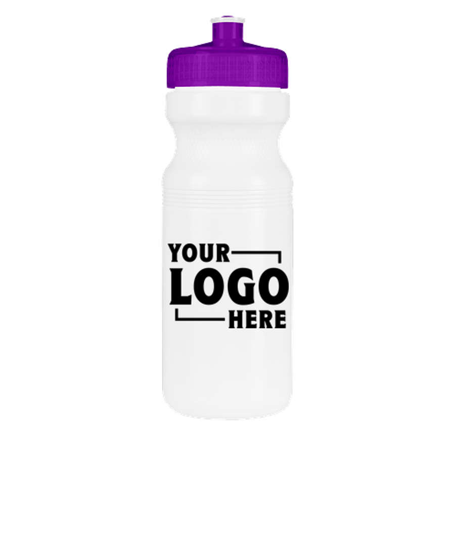 24 oz. Bike Water Bottle in White / Translucent Purple