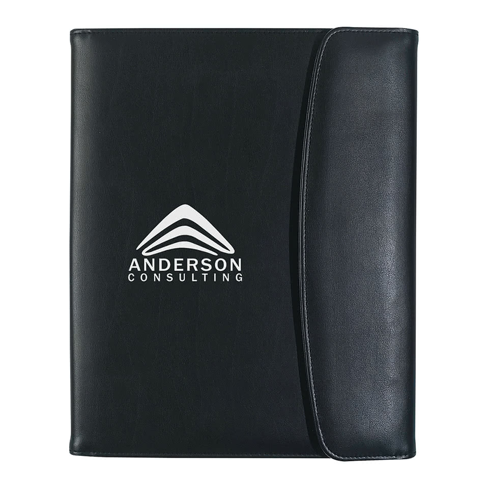 Large Leather Look Padfolio with Snap Closure