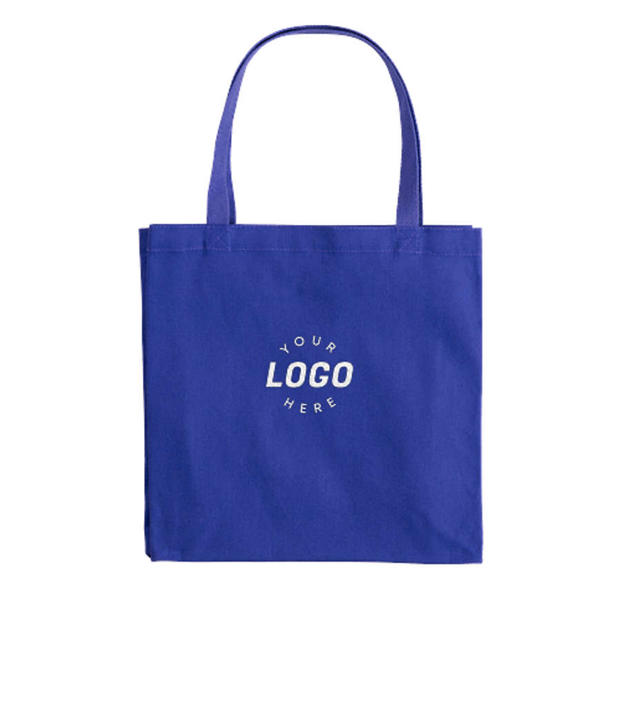 Embroidered Large Gusseted Midweight 100% Cotton Canvas Tote Bag in Royal