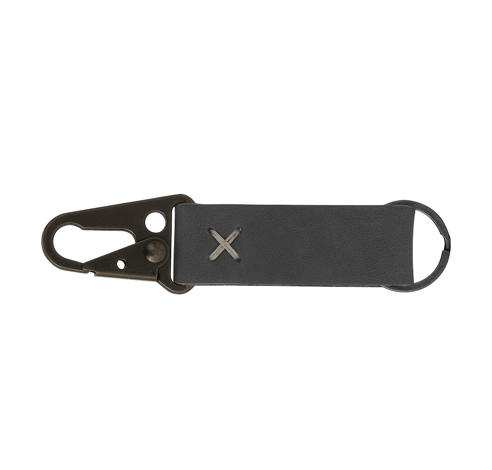 Debossed Busker Leather Keychain with Antique Nickel Carabiner-default