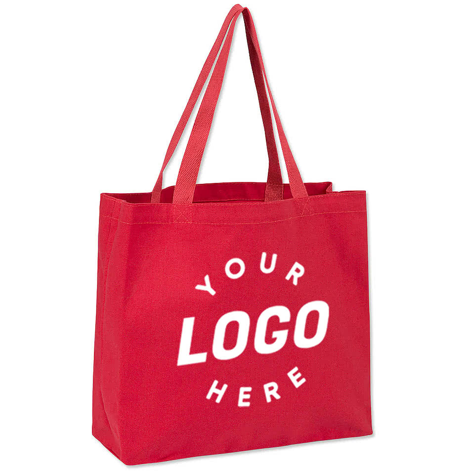 Medium Gusseted 100% Cotton Canvas Tote Bag