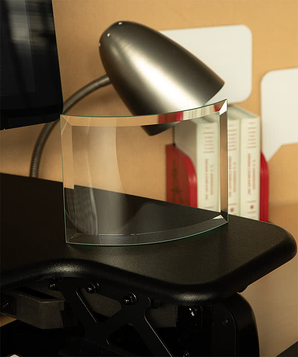 Laser Engraved 5" Glass Curved Prisma Award