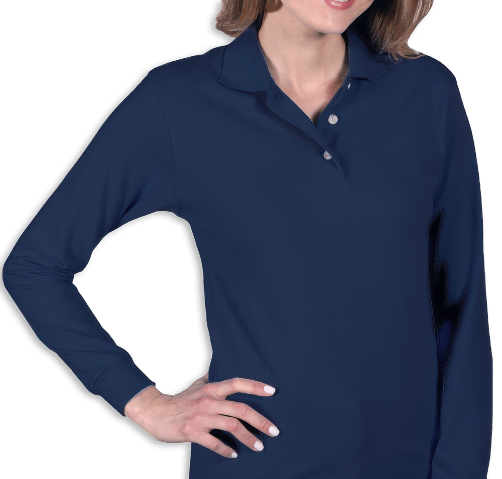 Blue Generation Women's Superblend Easy-Care Pique Long Sleeve Polo-default