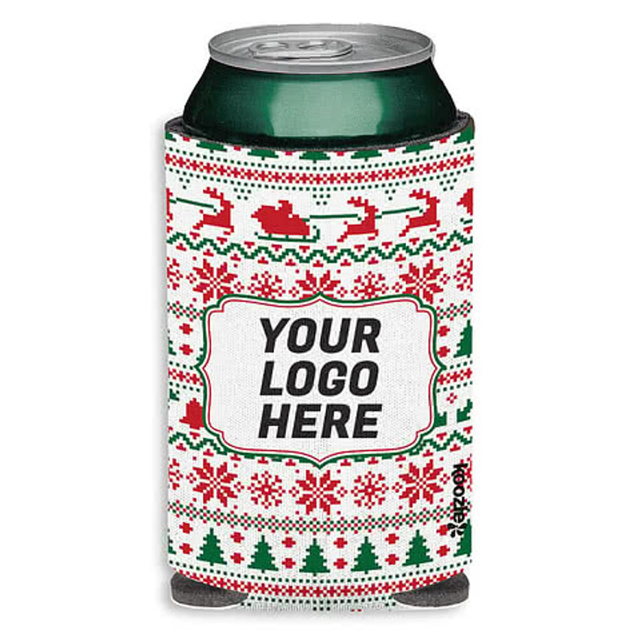 Full Color Koozie® britePix® Ugly Sweater Collapsible Can Cooler in White / Ugly Sweater